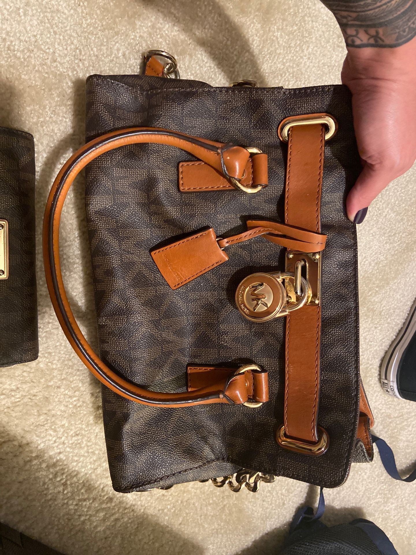 Authentic Michael Kors purse and checkbook wallet