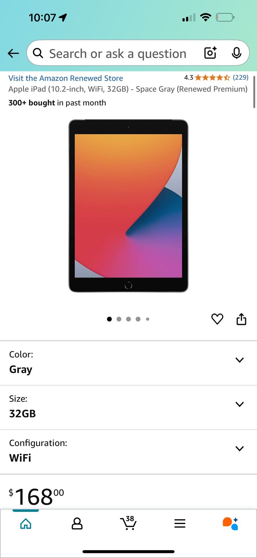 Apple iPad (10.2-inch, WiFi, 32GB) - Space Gray (Renewed Premium)