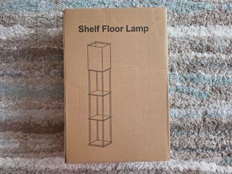 Floor Lamp with Shelves for Living Room Brown, Shelf Floor Lamp with 3 CCT LED Bulb