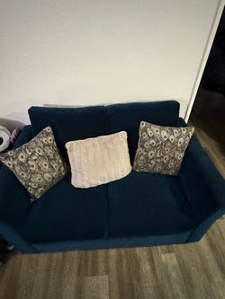 Navy Blue Velvet Loveseat Sofa and Couch