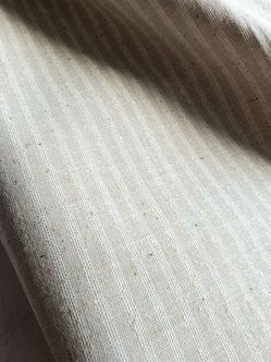 🌾 Natural Ivory Linen Fabric with Subtle Stripe – 2.58yd - Raw/Unbleached 🌾