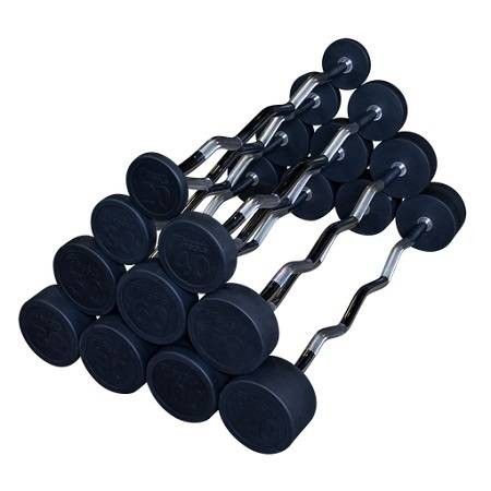 New Body Solid Commercial Pro Style Fixed Weight EZ Curl Barbell Bars SBZ020
