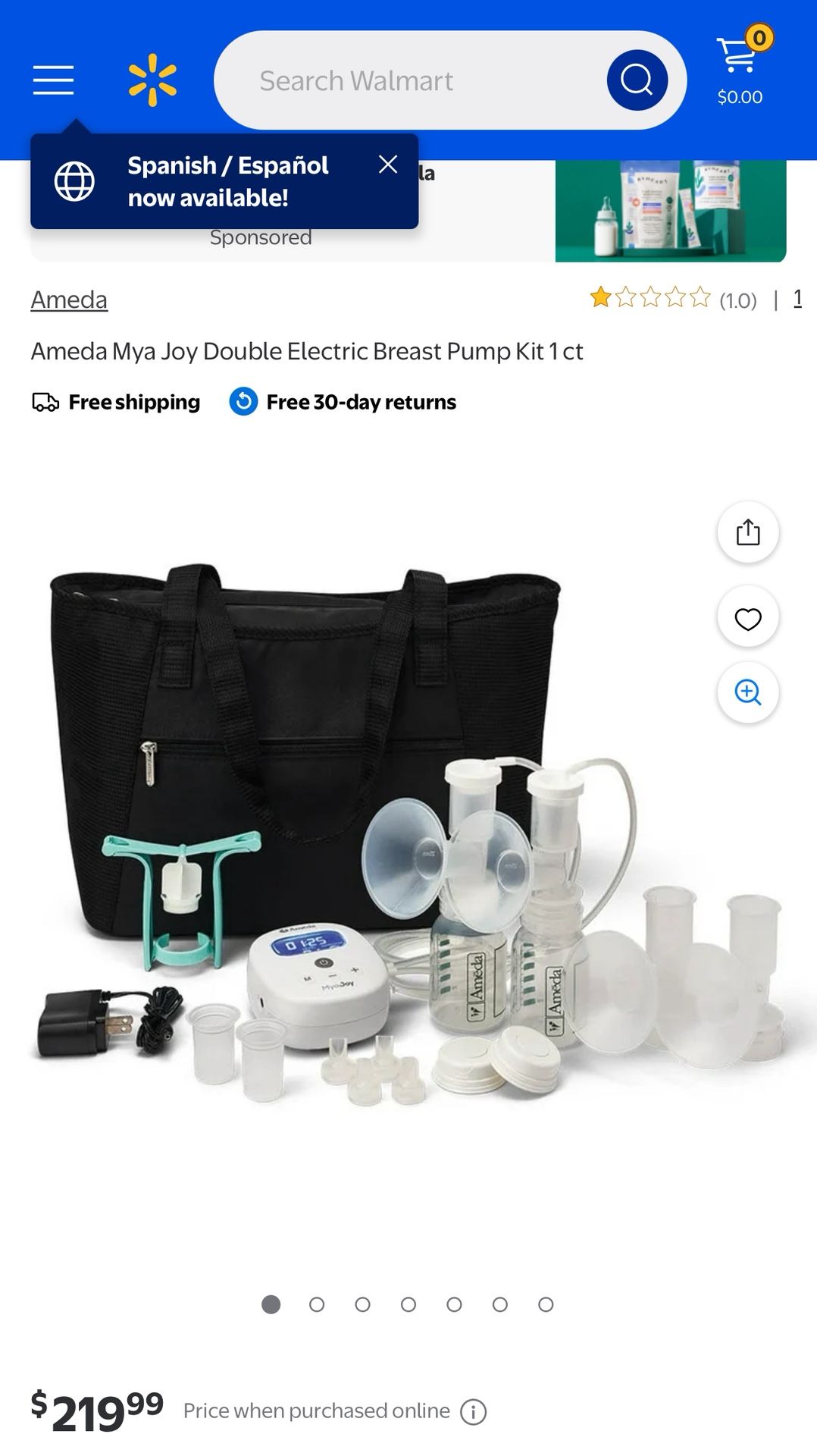 Ameda Mya Joy Double Electric Breast Pump Kit + Extra Bottles