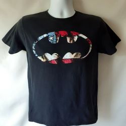 Batman men's black patriotic short sleeve t-shirt size M