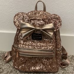 Disney Loungefly Rose Gold Sequin Backpack
