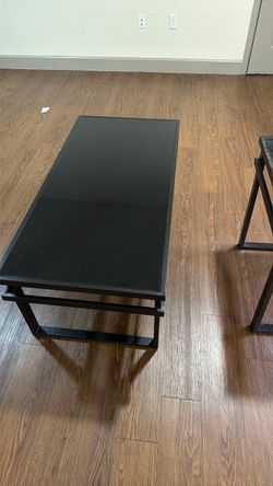 Black Glass Top Metal Coffee Table