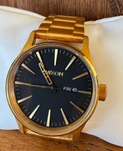 Nixon Sentry Gold-Tone Watch Black Dial