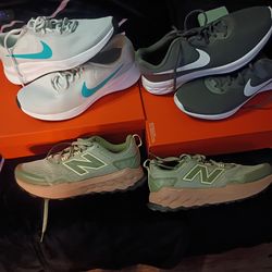 3 pairs of shoes Nikes and new balance! Size grey 10 light blue size 11 and new balance 11 80$