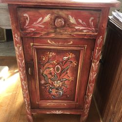 Gorgeous Antique Custom Painted Pine Nightstand