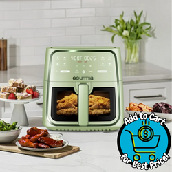 Gourmia 8 Qt Air Fryer, 8 Presets with Digital Display, FryForce 360° Technology, Green