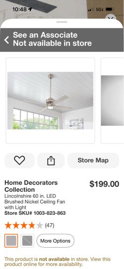60” HAMPTON BAY NICKEL LED CEILING FAN NEW