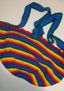 Rainbow crochet large bag