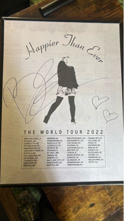 “Billie Eilish Signed Happier Than Ever World Tour 2022 Poster Framed Autograph”