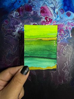 Original abstract green tone ACEO trading card