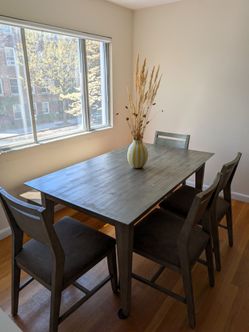 Solid Wood Dining Table Set – 6 Pieces (Table + 4 Chairs + Bench)