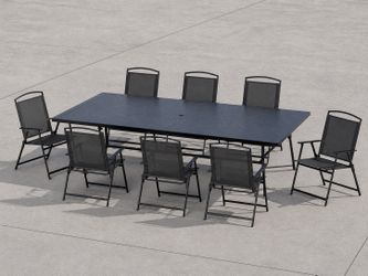 9 pieces patio dining set, 8 chairs
