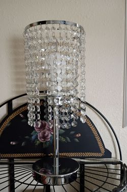 Crystal Bead Table Lamp with Chrome Base