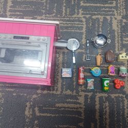 Dollhouse Barbie Kitchen Set And Accessories 