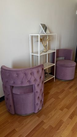 360° swivel base Velvet Storage Accent Chairs –