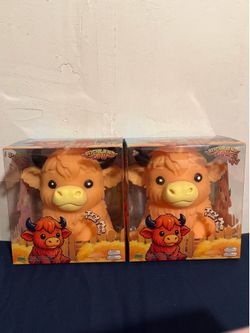 🔥 LOT OF 2! Brown & Tan HIGHLAND COW Squishy New TikTok Viral Rare Sealed! Cows