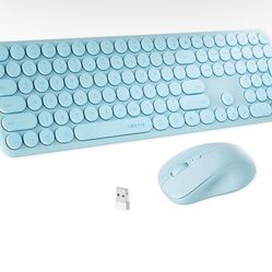 x UBOTIE Wireless Keyboard and Mouse Combo with 110 Round Keycaps, Power Switch, and Scissor-Switch Typing Feel – Ideal for Office Use(Blue)