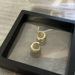 Brand New The Guu Shop Gold Iced Out Hoop Earrings