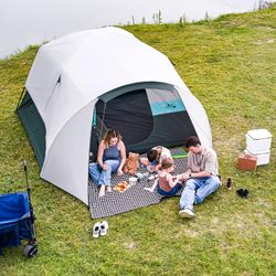 6 Person Camping Tent with Porch/Vestibule, 10x9Ft Family Tents for Camping, Large Dome Tents Includes Rainfly and Carry Bag, Easy Setup Big Tent for 