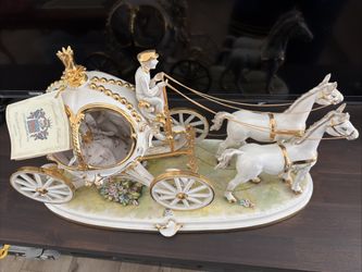 Italian Porcelain Large statue Capodimonte Swarovski Centerpiece Villari signed