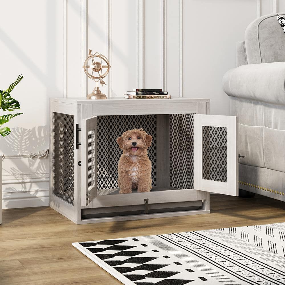 Dog Crate Gray Wood 