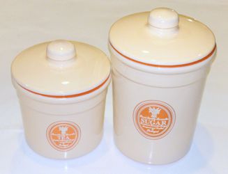 NEW Set of 2 Finest Quality Terracotta Portugal Sugar & Tea Containers