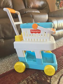 Fisher Price Grocery Cart W/ Basket 