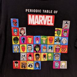 Marvel Periodic Table Graphic T Shirt Size Large 