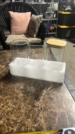 Set If 3 Glass Containers With Bamboo Lids