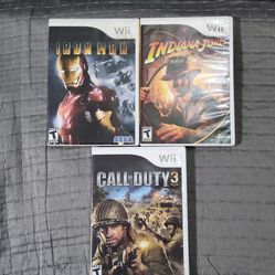 Wii games - Iron man, call of duty 3, and Indiana Jones and the staff of kings - tested and working - Nintendo wii  video games