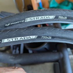 A Pair Of Forte Strada 700x25 Road Bike Tires