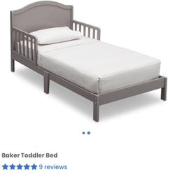 New Baker Toddler Bed / Grey Wood Toddler Bed (Mattress Not Included)