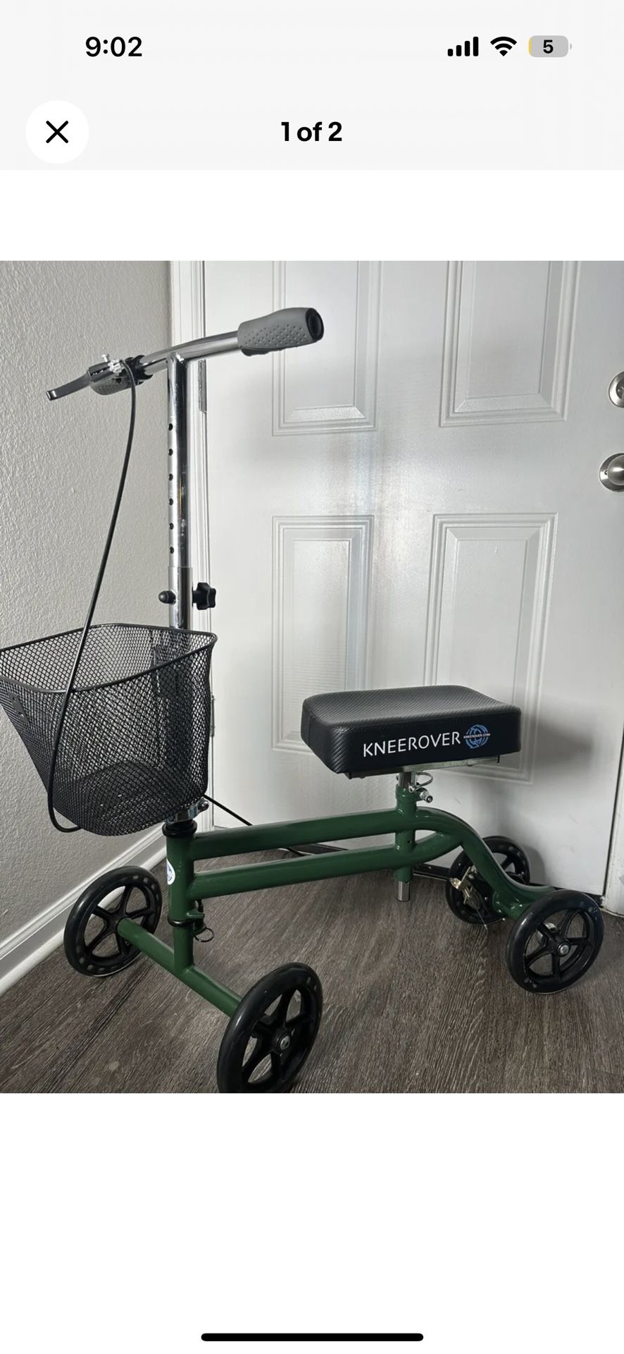 Knee Rover Steerable Knee Walker Scooter Turning Folding With Basket Green 