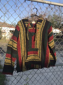 Rasta poncho with hood