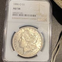 Morgan Dollar $1 1886-0 NGC AU58