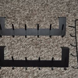 Set of 3 Over-the-Door Hooks - Black Metal
