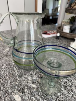 Glass Pitcher And 4 Glasses