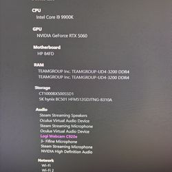 i9900k 5060 32gb ram 1.5tb ssd