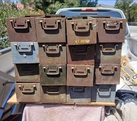 Vintage Heavy Duty Metal Storage Boxes
