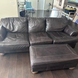 Leather Couch & Ottoman 