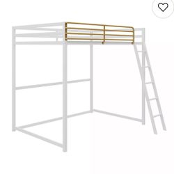 ✨ Modern White & Gold Monarch Hill Loft Bed – Full Size
