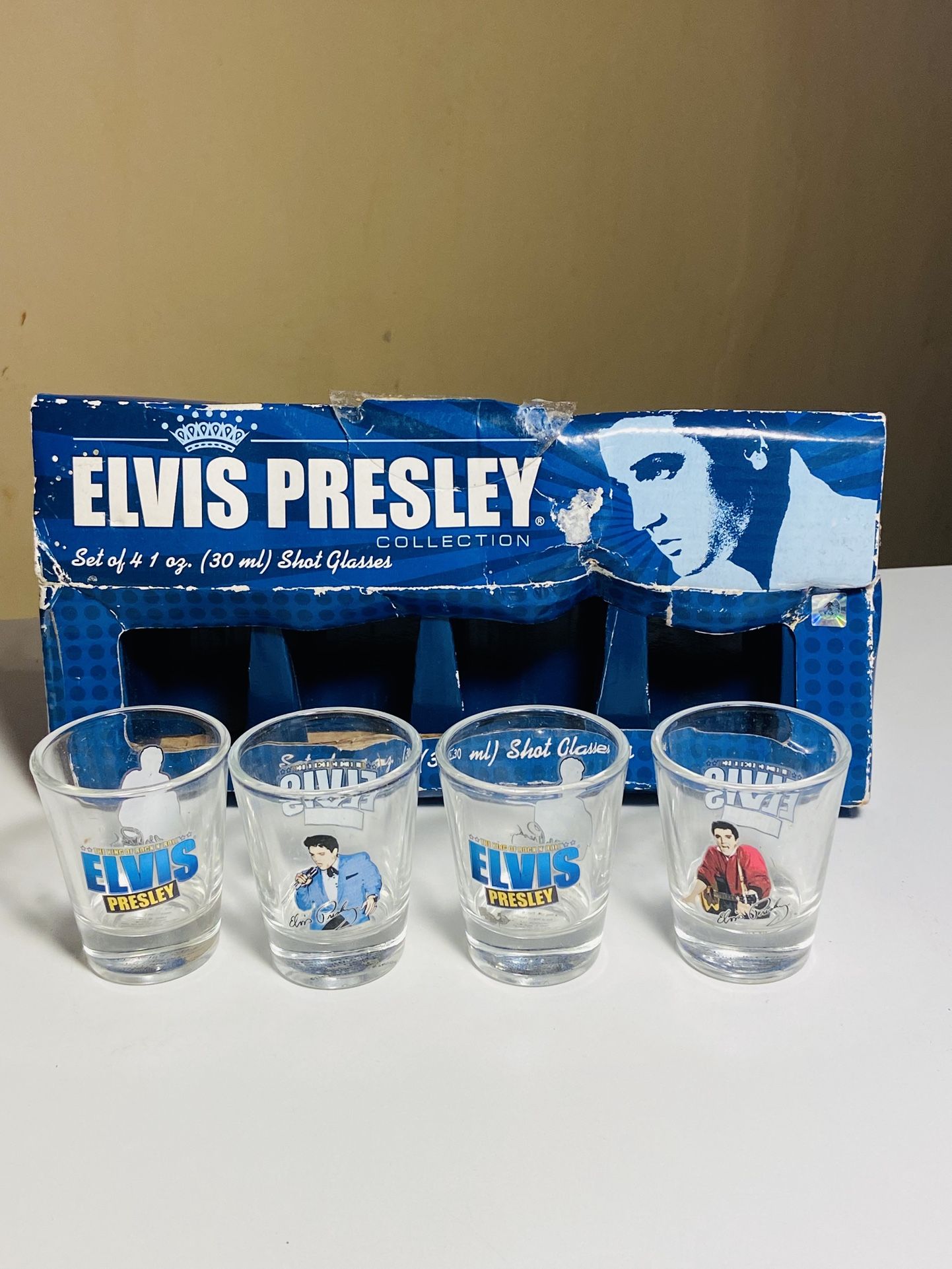 🎄4 Elvis Presley 1 Oz. Shot Glasses. A Great Addition To Your Collection 