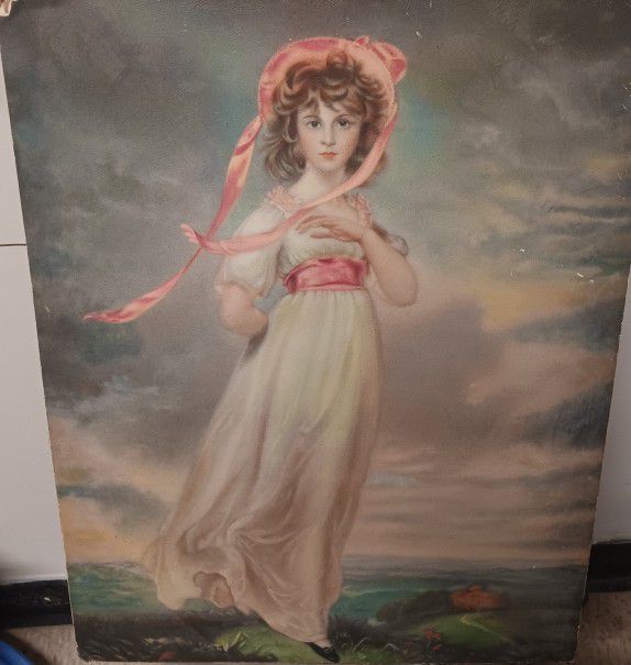 Vintage "Pinkie" Lithograph On Board