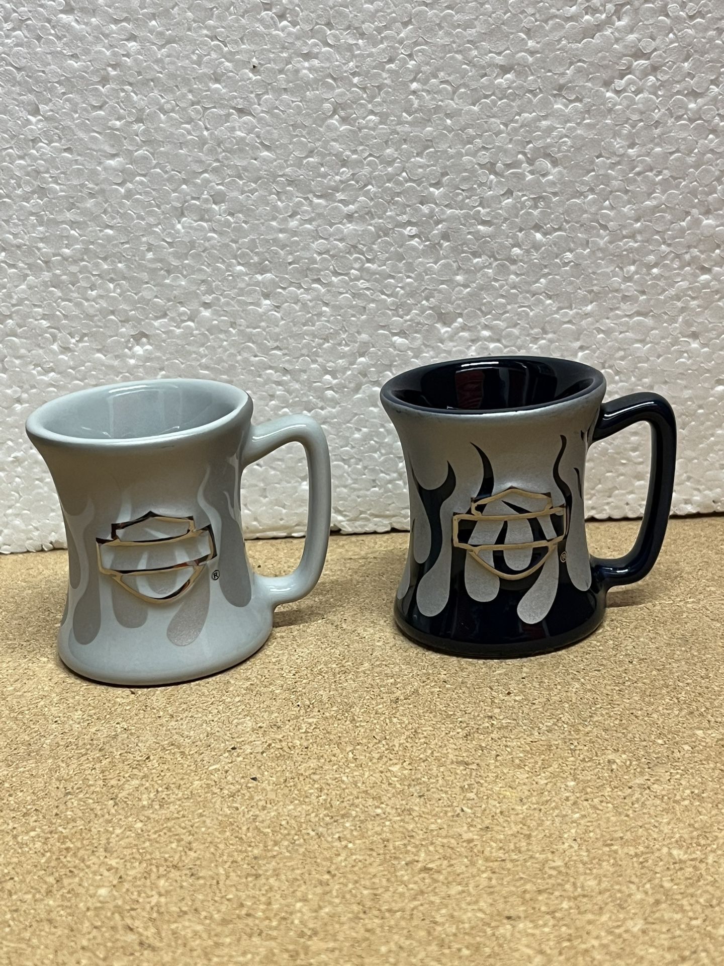 2- Harley Davidson Black & Silver Flame Coffee Tea Mug Cup - Official Licensed