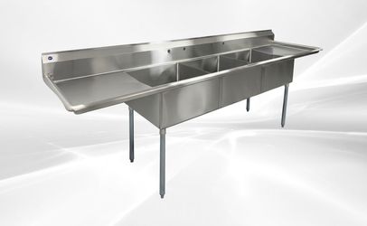 120 in Stainless Steel 3 Compartment sink NSF C3T242412-24LR