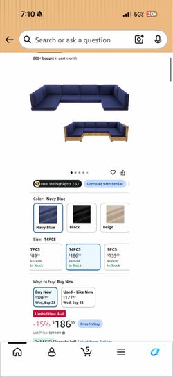 14-Piece Patio Furniture Cushions Set, Replacement Outdoor Cushions for 6-Seat Patio Sectional, Waterproof & Fade Resistant Deep Seat Cushion for Outd
